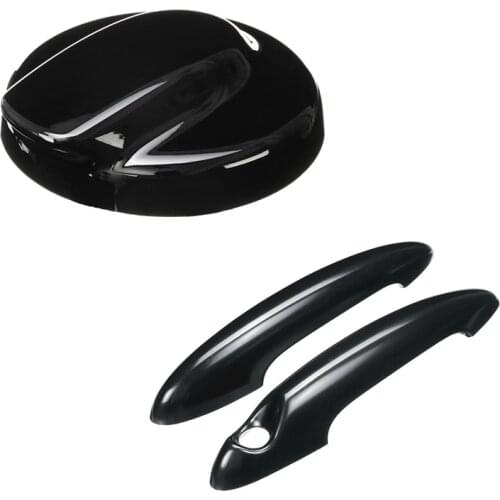 2Pcs ABS Black Door Handle Cover For MINI Cooper S R50 R53 R56 & 1pcs Black Fuel Tank Cap Cover For BMW Mini Gen 2 R56 For Coope