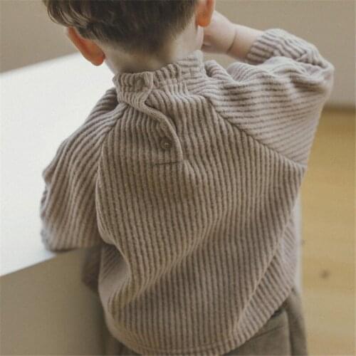 2021 Childrens Clothing Childrens Corduroy Autumn and Winter Bottoming Shirt T-shirt Baby Bottoming Shirt