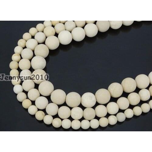Natural Matte Fo-ssil Stone Gems Stone Round Spacer Beads 15'' 6mm 8mm 10mm 12mm for Jewelry Making Crafts 5 Strands/Pack
