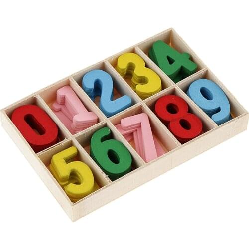 60pcs/set Colorful Wooden Shapes 0-9 Arabic Number Pieces for Kids DIY Craft