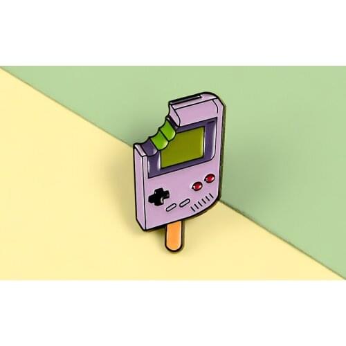 Handheld game console Pins Bitten Summer ice cream Enamel Metal Pins Brooches Badges Lapel Clothes Bag Pins Women Jewelry Gifts