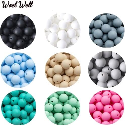Multicolor 15mm 10pcs Round Silicone Beads Food Grade BPA Free Baby Teething Toy DIY Pacifier chain tools baby Teether Bracelet