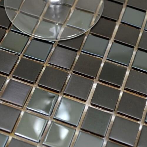 Black stainless steel metal mosaic tiles block pattern for kitchen backsplash bathroom tiles fireplace mosaic