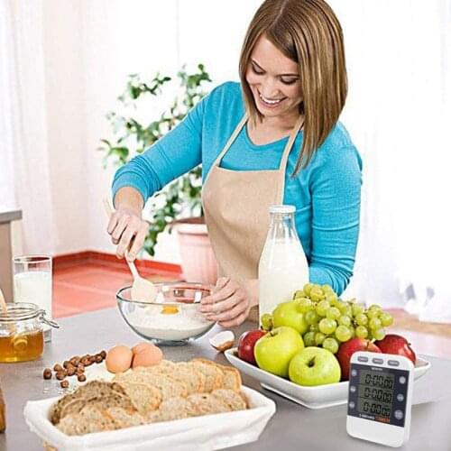 Digital Timer 100 Hour Triple Count Down/Up Clock Timer Kitchen Cooking Timer with LCD Display Loud Alarm Magnet Bracket