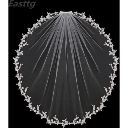 2019 Bridal Veil Short With Comb Lace Appliqued Edge Tulle Wedding Veil one Layer 80 CM Elbow Length Wedding Accessories