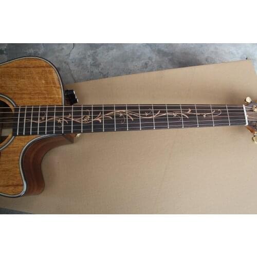 Custom 6 strings 41 inch guitar,acoustic guitar, folk guitar,Acacia plywood guitar,mahogany neck,pearl shell inlay,BB eq