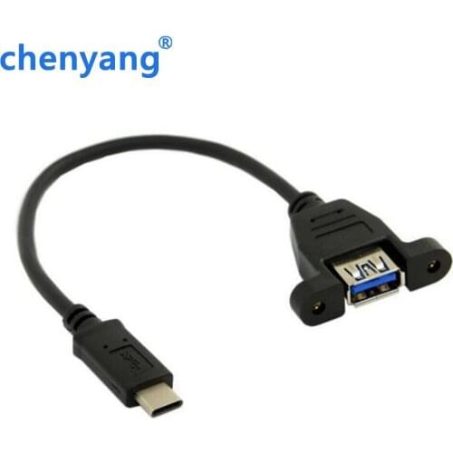 USB3.1 Type C type-c USB-C Male to USB 3.0 A Female OTG Adapter Cable with Panel Mount Screws