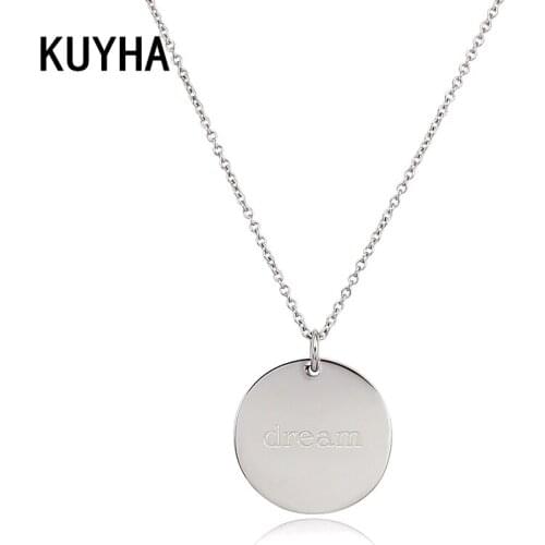 Laser Name Necklace Silver Color Engraved Pendant Necklace Collier Femme Collar Fashion Stainless Steel Jewelry