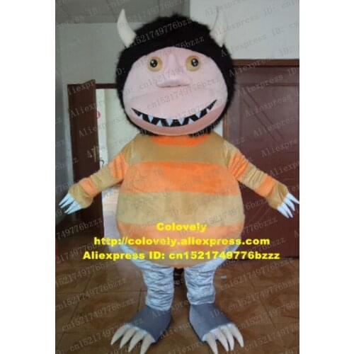 Pretty Pink Max The Wild Things Mascot Costume Cartoon Character With Big Globe Orange Tummy Gray Sharp Claws No.4432 FS