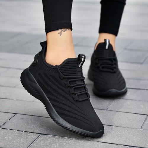 ZEEKSON Mesh Shoes Womens Breathable Black Sports Shoes School Womens Soft-soled Running Shoes Low-top Casual Shoes Women