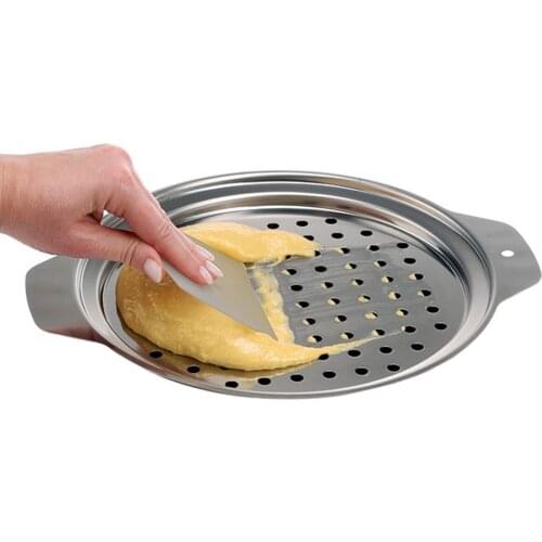 Stainless Steel Spaetzle Maker Lid with Scraper Traditional German Egg Noodle Maker Pan Pot Spaghetti Strainer