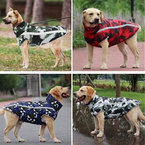 Large Dog Jacket With Harness Winter Warm Waterproof Dog Pets Clothes For Labrador Big Dog Coat Chihuahua French Bulldog Outfits