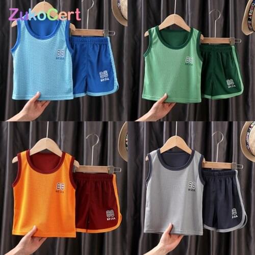 2021 Summer Baby Kid Clothes Boy Sport Suit Letter Print T-shirt + Shorts Pant Tracksuit Children Clothing Set Basketball Outfit