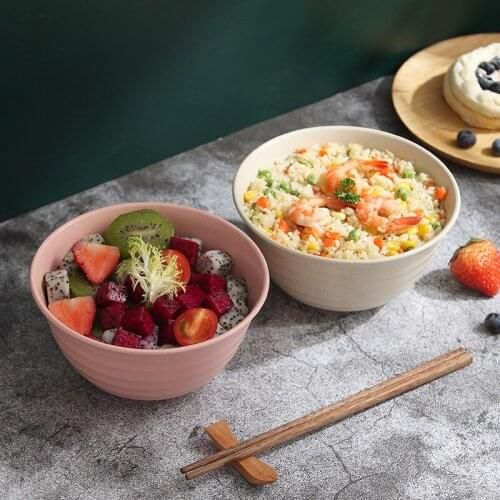 17cm Wheat Straw Salad Bowls Unbreakable Mixing Bowls Reusable Dishwasher Microwave Safe Soup Bowls for Home Kitchen