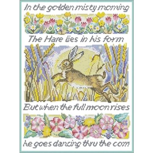 Moonlight Hare patterns counted 11CT 14CT 18CT Cross Stitch Set DIY Cross-stitch Kits Embroidery Needlework Home Decor