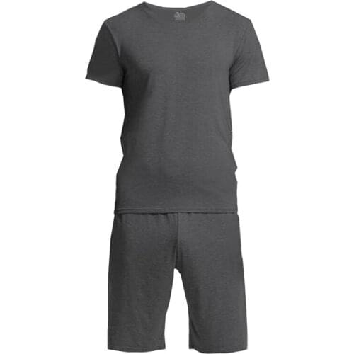 New Pajama Set Men sleepwear nightsuit Casual 60S Micromodal soft breathable Male pyjamas sets T-shirt + shorts Home Clothing