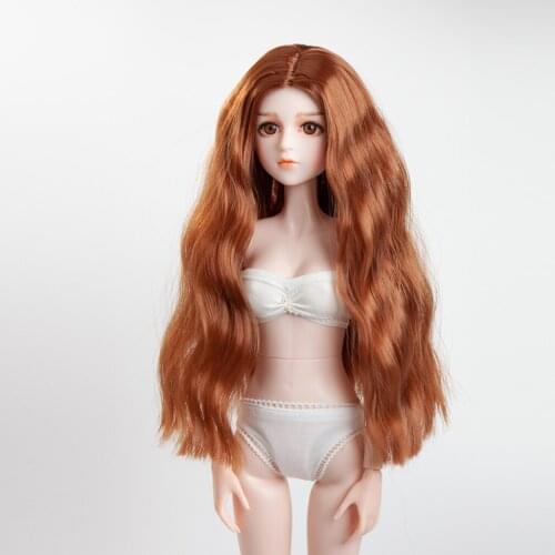 1/4 Doll Hair Wig Centre Parting Hair Accessories for BJD Doll DIY Not for Human Brown