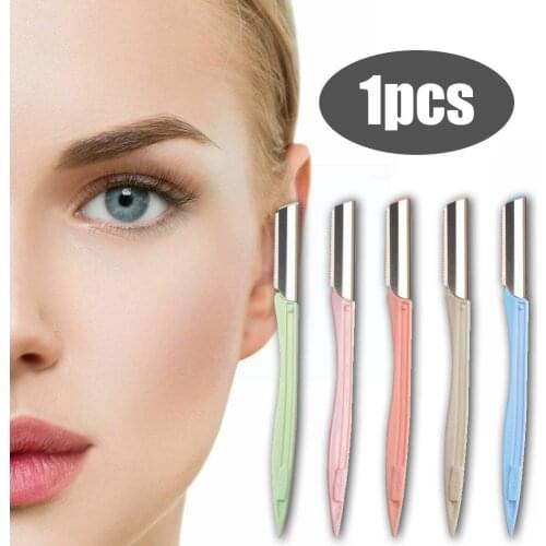 Random Color Portable Eyebrow Trimmer Shaper Facial Hair Remover Blade Razor Eyebrow Razor Makeup Knife For Women Makeup Tool