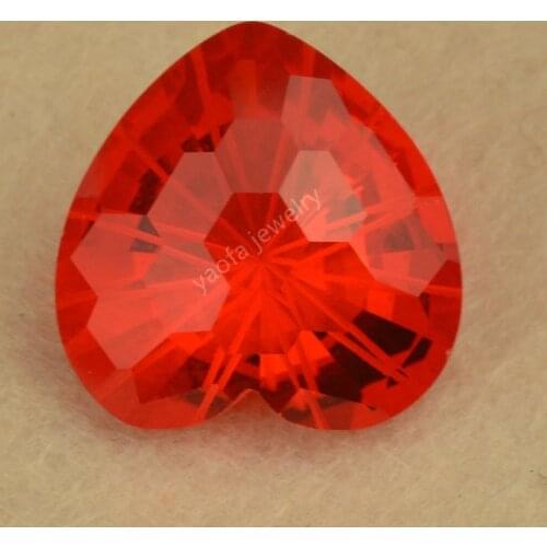 Sale 18x18mm Hot Sun Red Firework Cut Heart Shape Glass Synthetic Gems Loose Millennial Chrysanthemum Cut Glass Stone For DIY