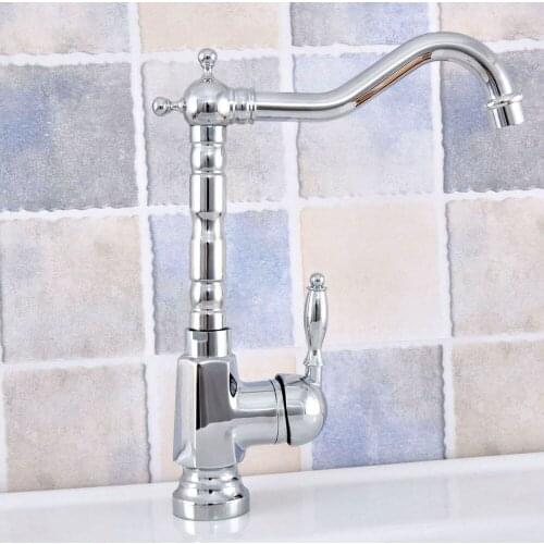 Silver Polished Chrome Brass Single Hole Single Handle Swivel Spout Kitchen Sink Bathroom Vessel Basin Faucet Mixer Tap asf643