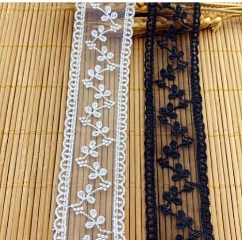 1 Yard Wide:3.5cm,Bilateral Polyester Silk Net Yarn Embroider Lace,Leaf Decoration Pattern,Sewing Accessories(ss-2142)