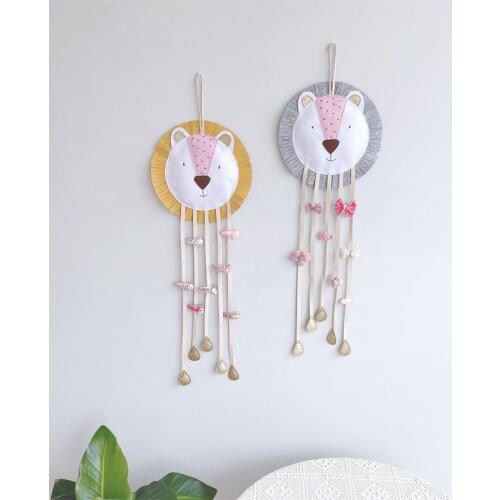 Nordic Weave Lion Hanging Decoration Macrame Organizing Clips Holder Organizer Hairpins Storage Wall Ornament Girl Room Decor