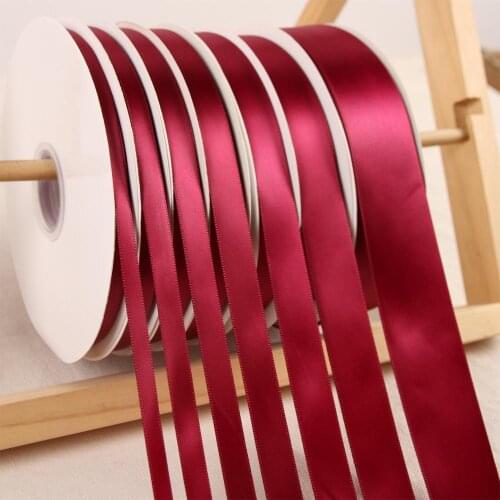 Dark Red Ribbons 100Yards/Roll Polyester Ribbon Wedding Party Christmas Home Decoration Cake Gift Box Wrap Hand DIY Accessories