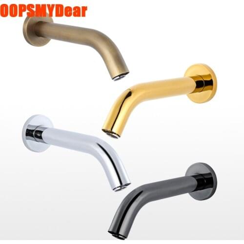 Gold Faucet Infrared Motion Sensor Tap Bathroom Smart Touchless Grifo Wall Mounted Black Brass Kraan Wash Basin Intelligent Taps
