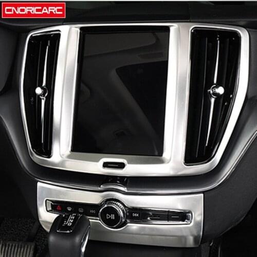 Car Styling Center Console Navigation Frame Decoration Cover Trim Stainless Steel For Volvo XC60 2018-2021 Interior Accessories