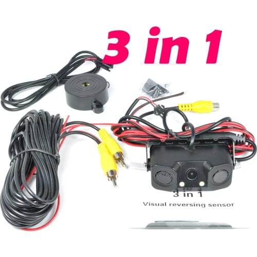 3 in 1 CCD Car Rear View Camera Reverse Backup Review + Parking Sensor