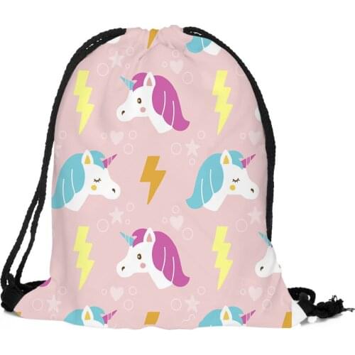 ZHBSLWT 3D Printed Thinking of the unicorn Unicorn Drawstring Bags New Fashion Women Backpack Female Cute for School Backpack-40