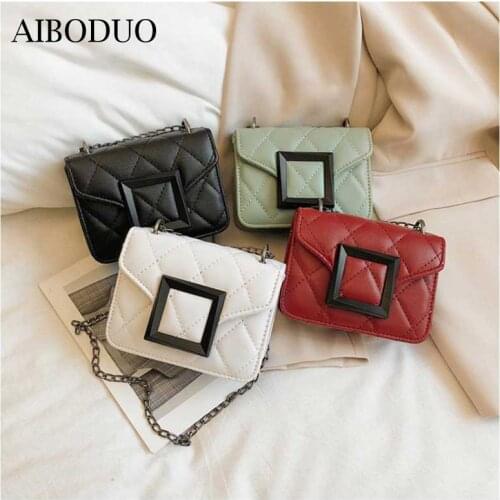 AIBODUO Women Small Stylish Chain Square Tote Shoulder Bag Purse Designe Solid Metal Hasp Messenger Crossbody Mini Bag Purses