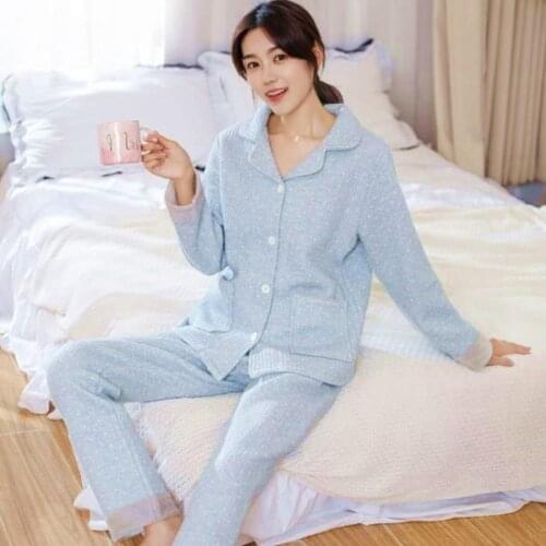 Winter pajamas women new thick cotton home wear clothes warm loose ladies sleepwear pyjamas suit long sleeve trousers 2 PCS set