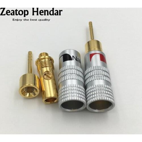 10Pcs High Quality New 24K Gold Nakamichi Speaker Pin 2mm Banana Plugs Straight Speaker Wire Screw Lock Connector