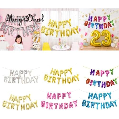 13pcs/Set Happy Birthday Banner Balloons Aluminum Foil Balloons String Sign Hanging Decoration Photo Prop