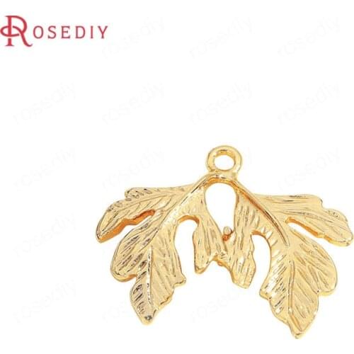 35682)10PCS 21x17.5MM 24K Gold Color Brass Tree Leaf Leaves Charms Pendants High Quality Diy Jewelry Findings Accessories