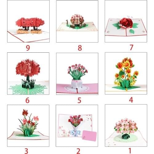3D Pop-Up Flower Floral Greeting Card for Birthday Mothers Fathers Day Graduation Wedding Anniversary with Envelope