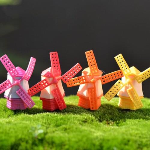 4PCS Windmill House Mini Craft Miniature Fairy Garden Home Decoration Houses Micro Landscaping Decor DIY Accessories