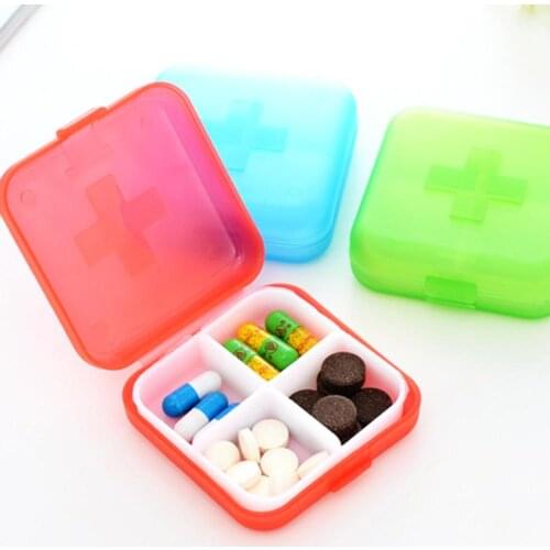 4 Grids Portable Pill Storage Boxes Mini Pill Box Medicine Storage Organizer Box Pill Case Container Travel Home Organizer