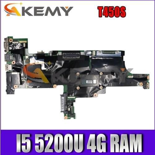Akemy AIMT1 NM-A301 For Lenovo Thinkpad T450S Laptop Motherboard CPU I5 5200U 4G RAM Test Work FRU 00HT736 00HT737 00HT738
