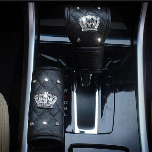 Hot sale Crown diamond rhinestones car accessories set car gear shift cover handbrake grips sealt belt cover universal
