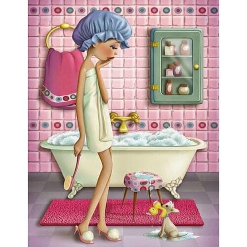 Diamond embroidery,bathroom girl 5d diamond painting full diamond mosaic 3d picture of rhinestones cross-stitch,Crafts gift