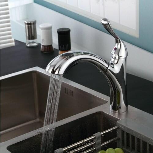 Free ship Chrome Pull out Spray Kitchen Bar Sink Faucet mixer tap Single hole