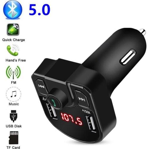 FM Transmitter Car Charger Bluetooth 3.1A USB Fast Charger MP3 Music Player Wireless Handsfree Audio Receiver Support TF/U Disk