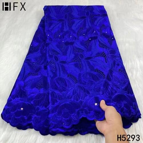 HFX Royal Blue Swiss Voile Lace In Switzerland 100%Cotton Heavy Soft Swiss Voile Lace Embroidery Brode For Sewing 5 yards