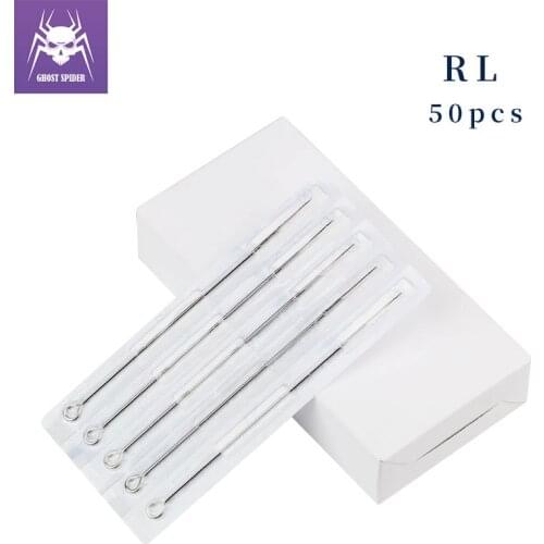 GHOST SPIDER 50Pcs Assorted Sterilized Tattoo Needles 1/3/5/7/9/11/13/15/18RL needles Round Liner Lining Tattoo Needles