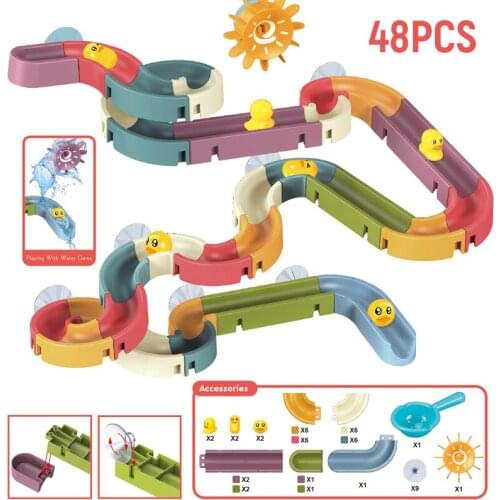 Bath Toys Baby Bathroom Duck DIY Track Bathtub Kids Play Water Games Tool Bathing Shower Wall Suction Set Bath Toy for Children