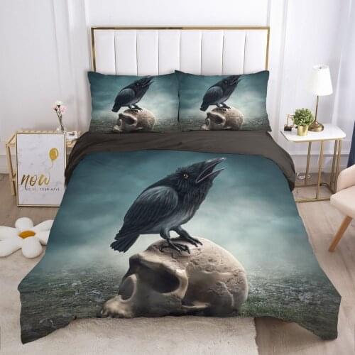 Cartoon Hallowmas Kids Bedding set for Children baby boy girls Duvet cover set pillow case Bed linens Quilt cover 140X200 crow