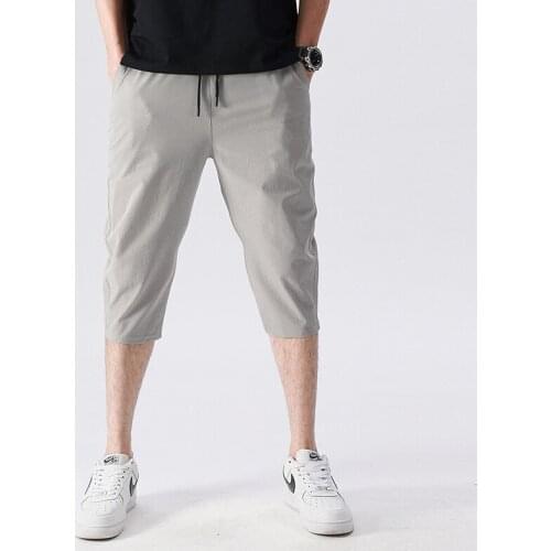 Korean Version MenS Summer Slim Fit Small Foot Sports Casual Pants Boys' Ice Silk Quick Drying 7-Point High Elastic Shorts