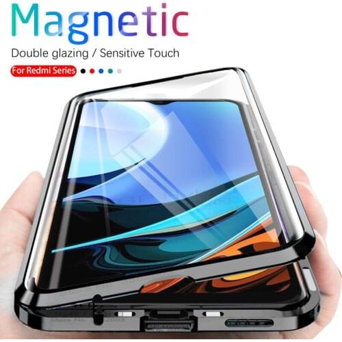360° Magnetic Flip Case For Xiaomi Redmi 9T 9 T Redmy 9t redmi9t xiomi redmi9 t Double-Sided Glass Adsorption Metal Bumper Cover